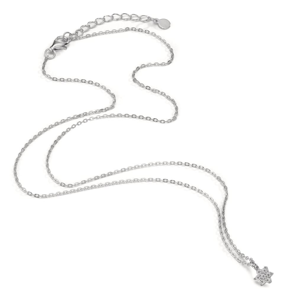 Collier Sølv Zirconia rhodineret Blomst 42-45 cm