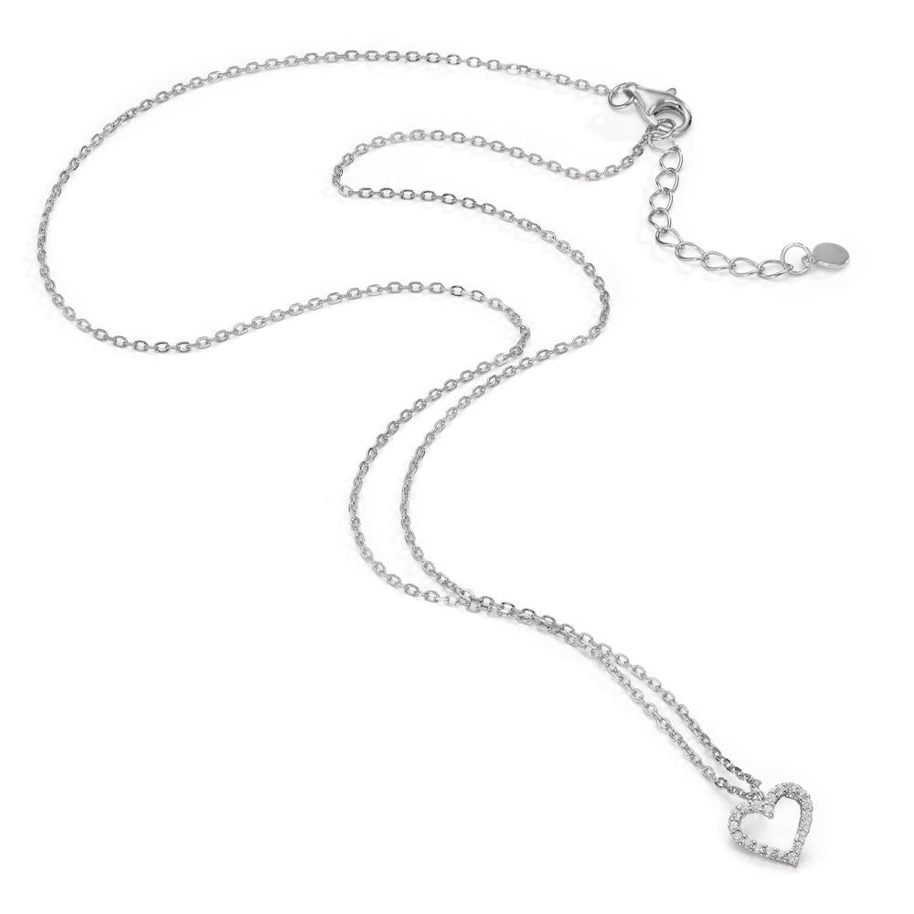 Collier Sølv Zirconia rhodineret Hjerte 42-45 cm