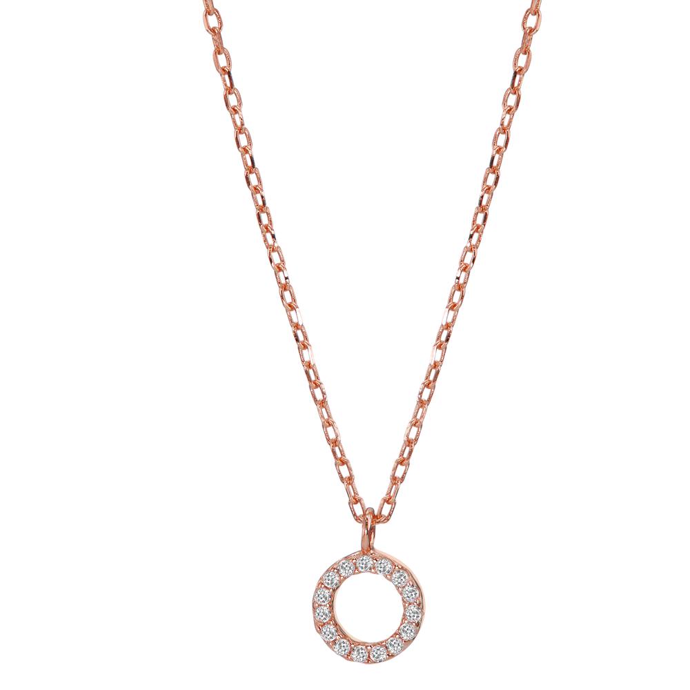 Collier Sølv Zirconia rose forgyldt 42-45 cm Ø6.5 mm