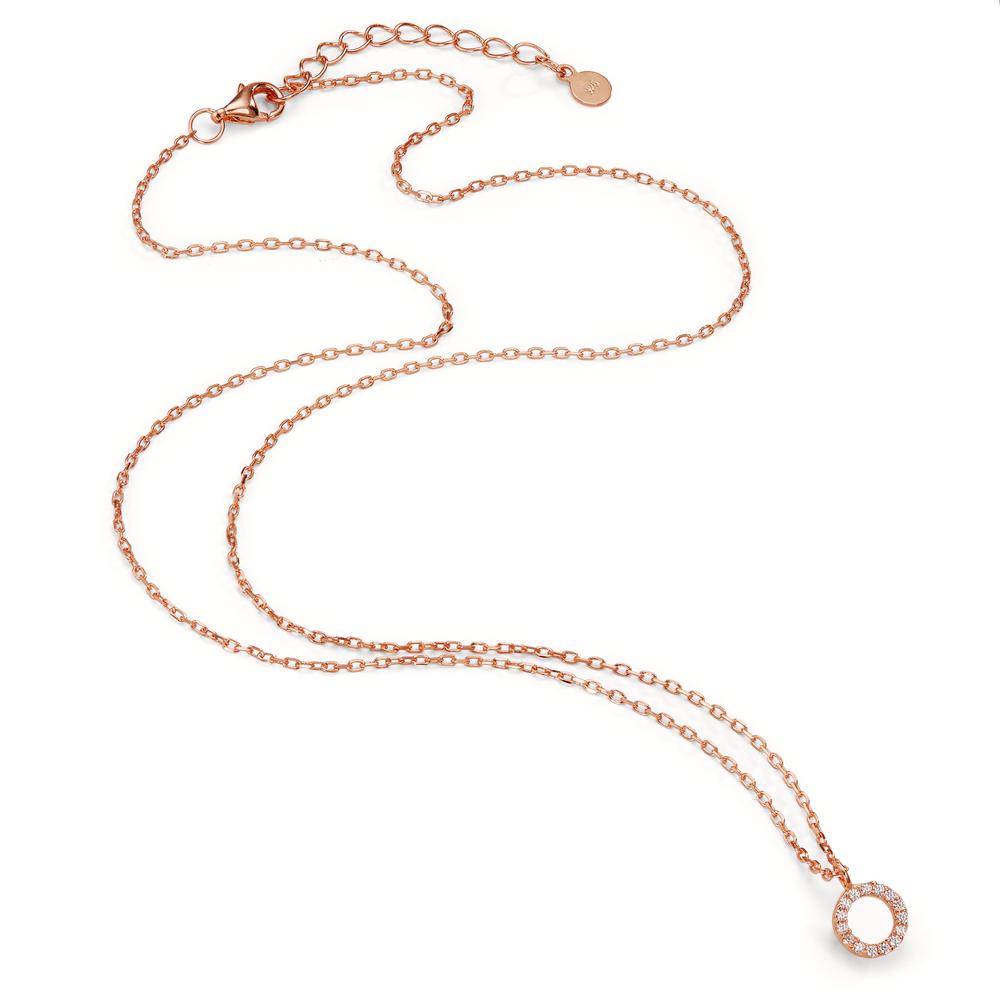 Collier Sølv Zirconia rose forgyldt 42-45 cm Ø6.5 mm