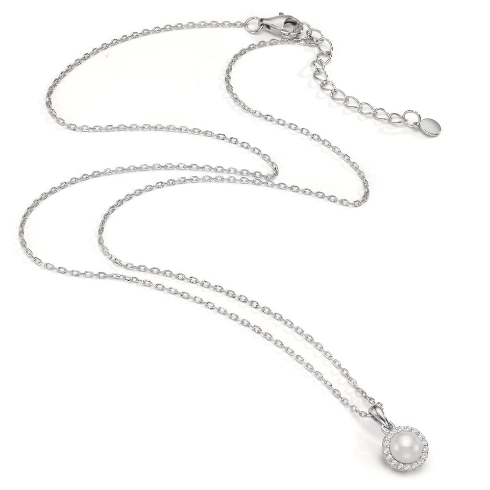 Collier Sølv Zirconia rhodineret Skalperle 42-45 cm Ø8 mm