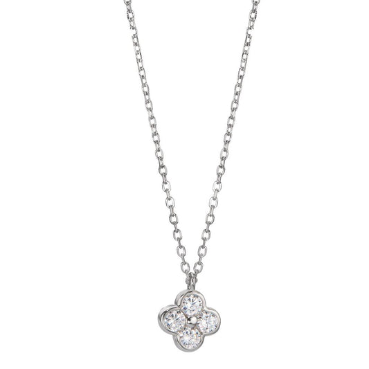 Collier Sølv Zirconia 4 Sten rhodineret Blomst 42-45 cm Ø7.5 mm