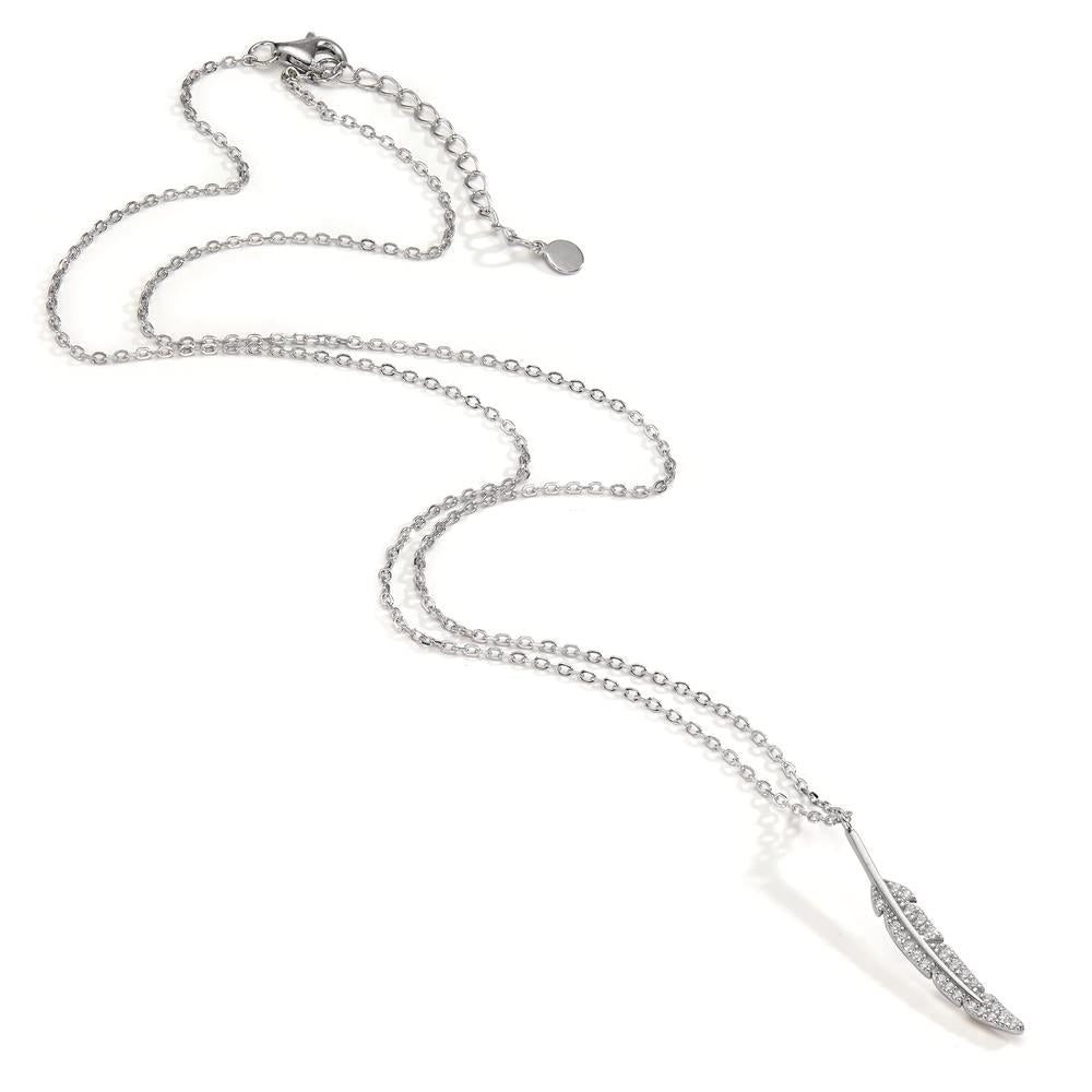 Collier Sølv Zirconia rhodineret Fjer 42-45 cm