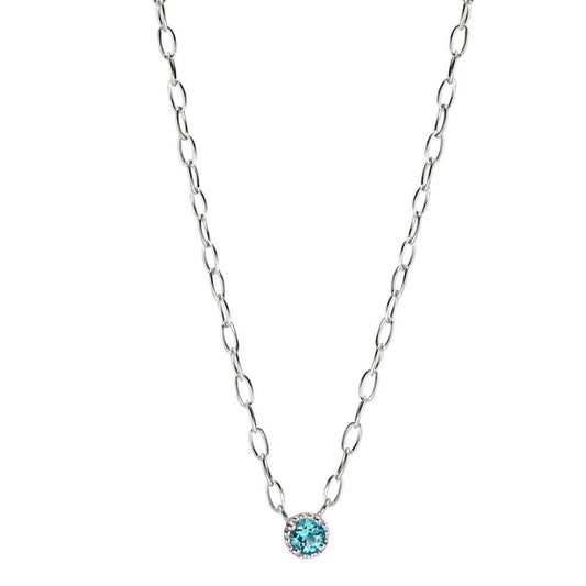 Collier Sølv Zirconia aqua rhodineret 40-45 cm