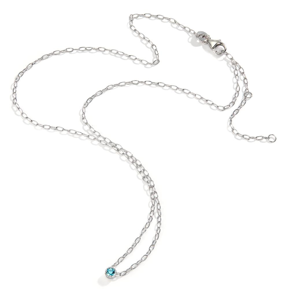 Collier Sølv Zirconia aqua rhodineret 40-45 cm