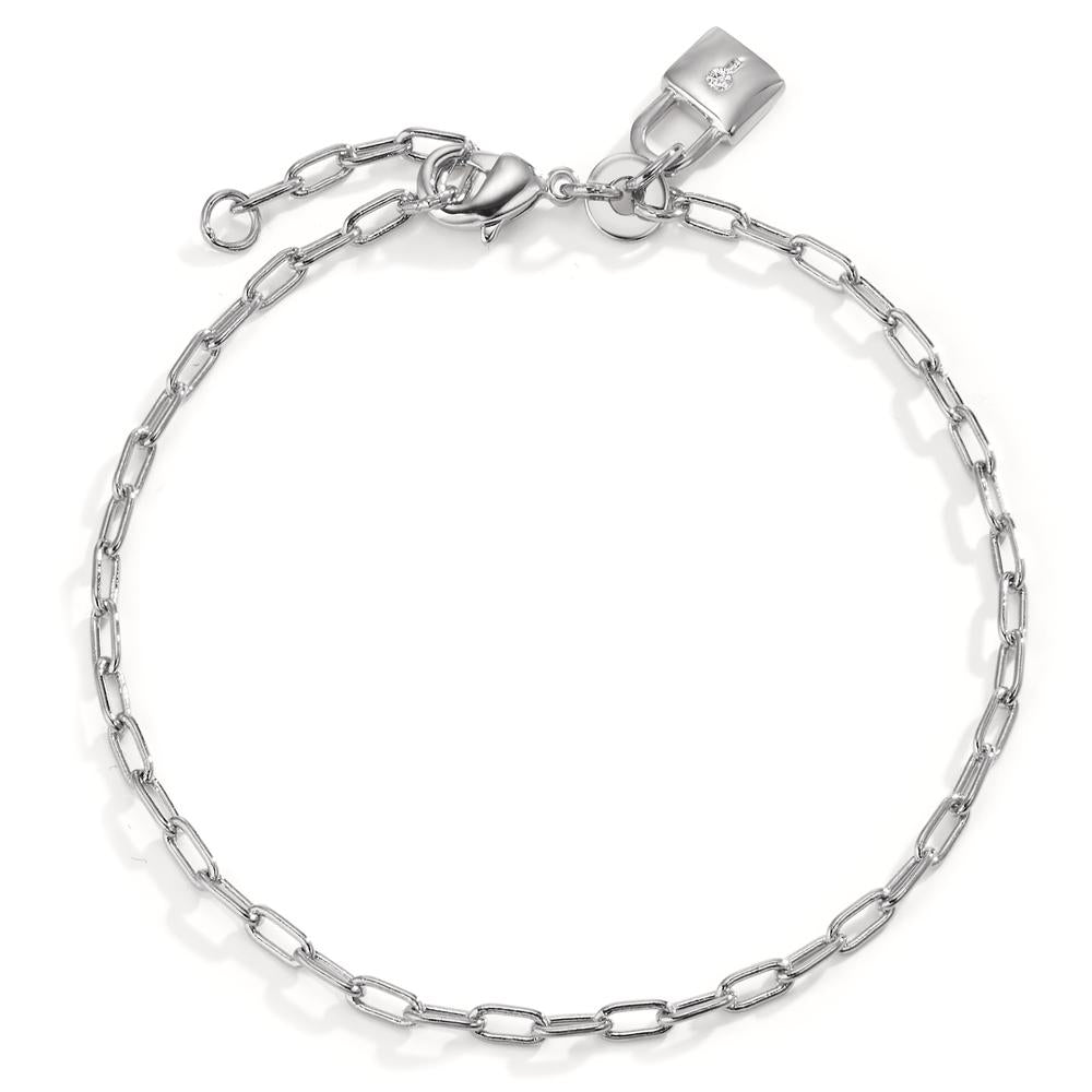 Armbånd Sølv Zirconia rhodineret Låse 16.5-18.5 cm