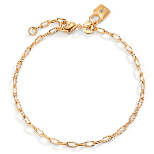 Armbånd Bronze Zirconia forgyldt Låse 16.5-18.5 cm