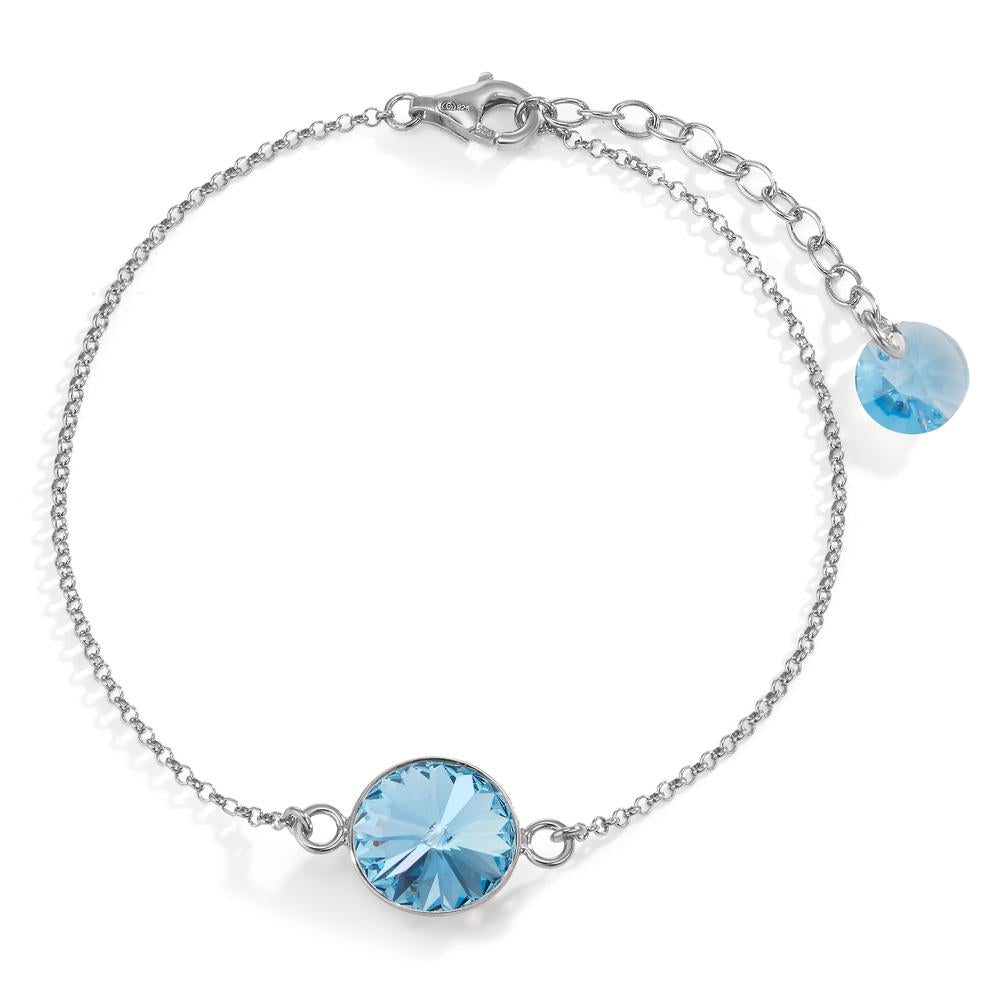 Armbånd Sølv Zirconia aqua , 2 Sten rhodineret 17.5-20.5 cm Ø11 mm