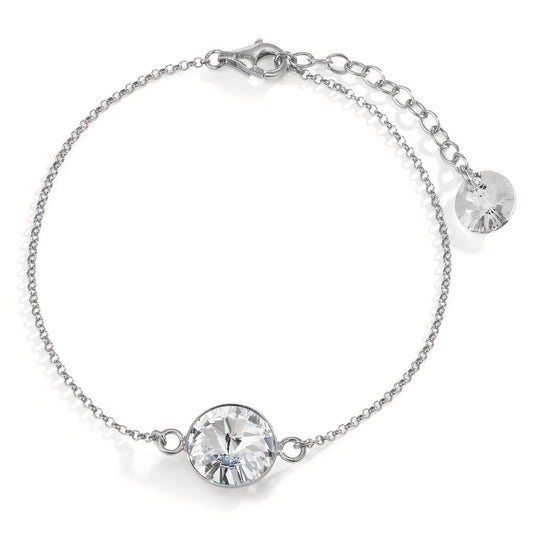 Armbånd Sølv Zirconia hvid , 2 Sten rhodineret 17.5-20.5 cm Ø11 mm