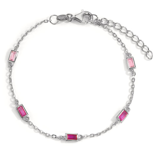 Armbånd Sølv Zirconia lyserød , 5 Sten rhodineret 16-18.5 cm