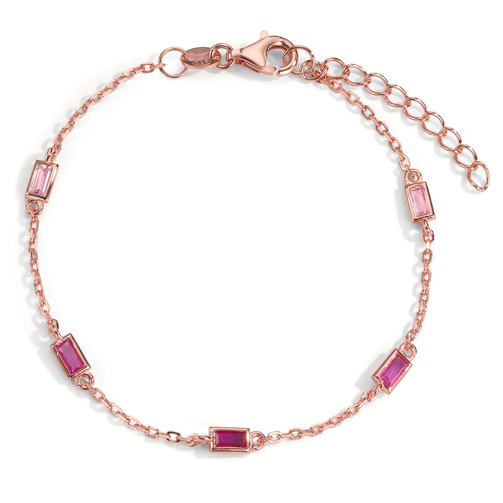 Armbånd Sølv Zirconia lyserød , 5 Sten rose forgyldt 16-18.5 cm