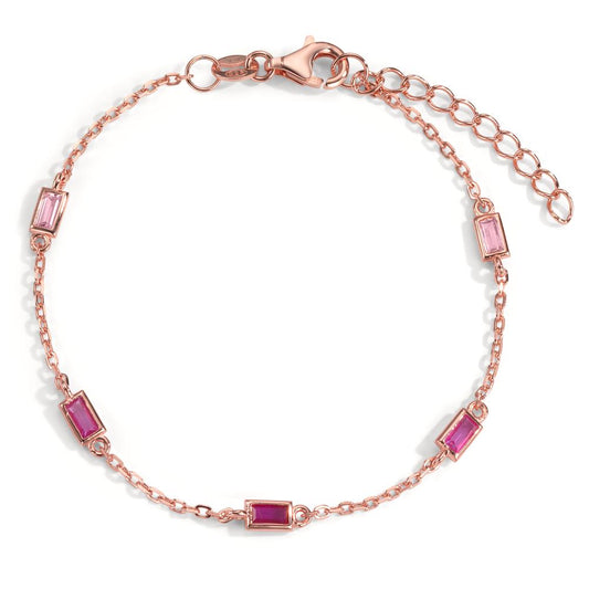 Armbånd Sølv Zirconia lyserød , 5 Sten rose forgyldt 16-18.5 cm