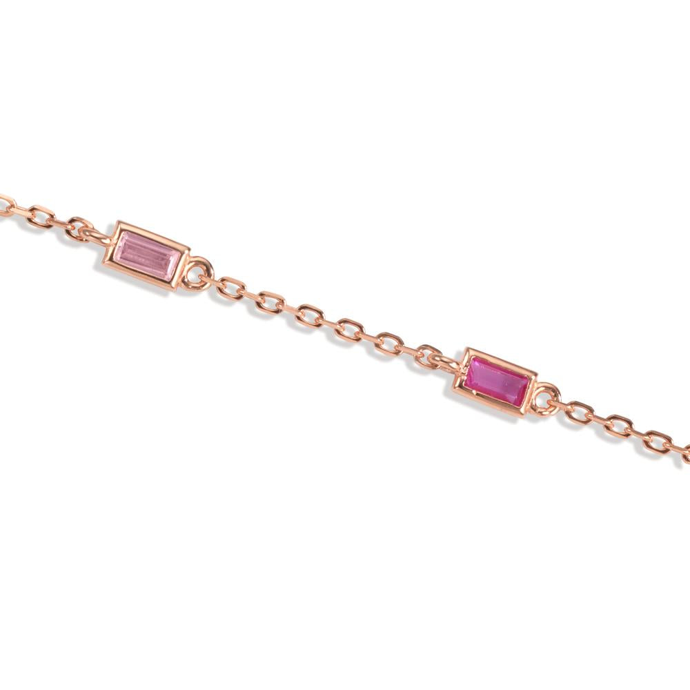 Armbånd Sølv Zirconia lyserød , 5 Sten rose forgyldt 16-18.5 cm