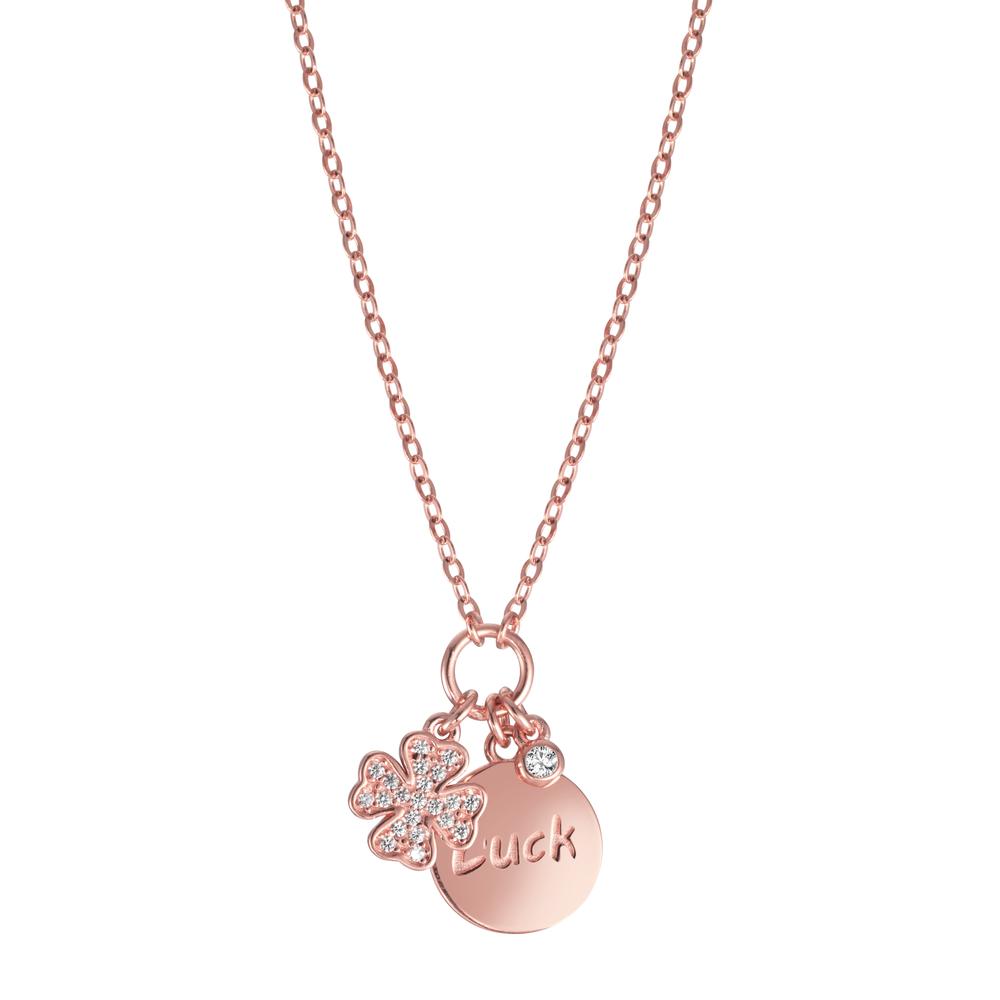 Collier Sølv Zirconia rose forgyldt Shamrock 40-45 cm