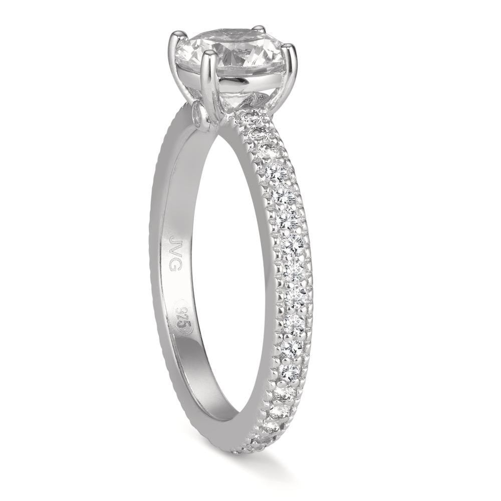 Solitaire ring Sølv Zirconia rhodineret Ø7 mm