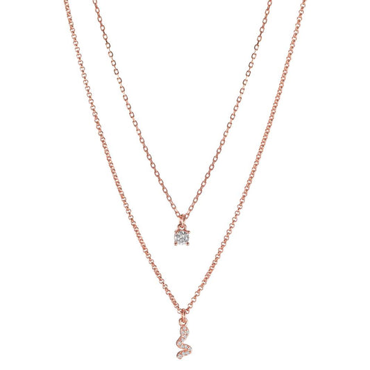 Collier Sølv Zirconia 13 Sten rose forgyldt Slange 40-44 cm