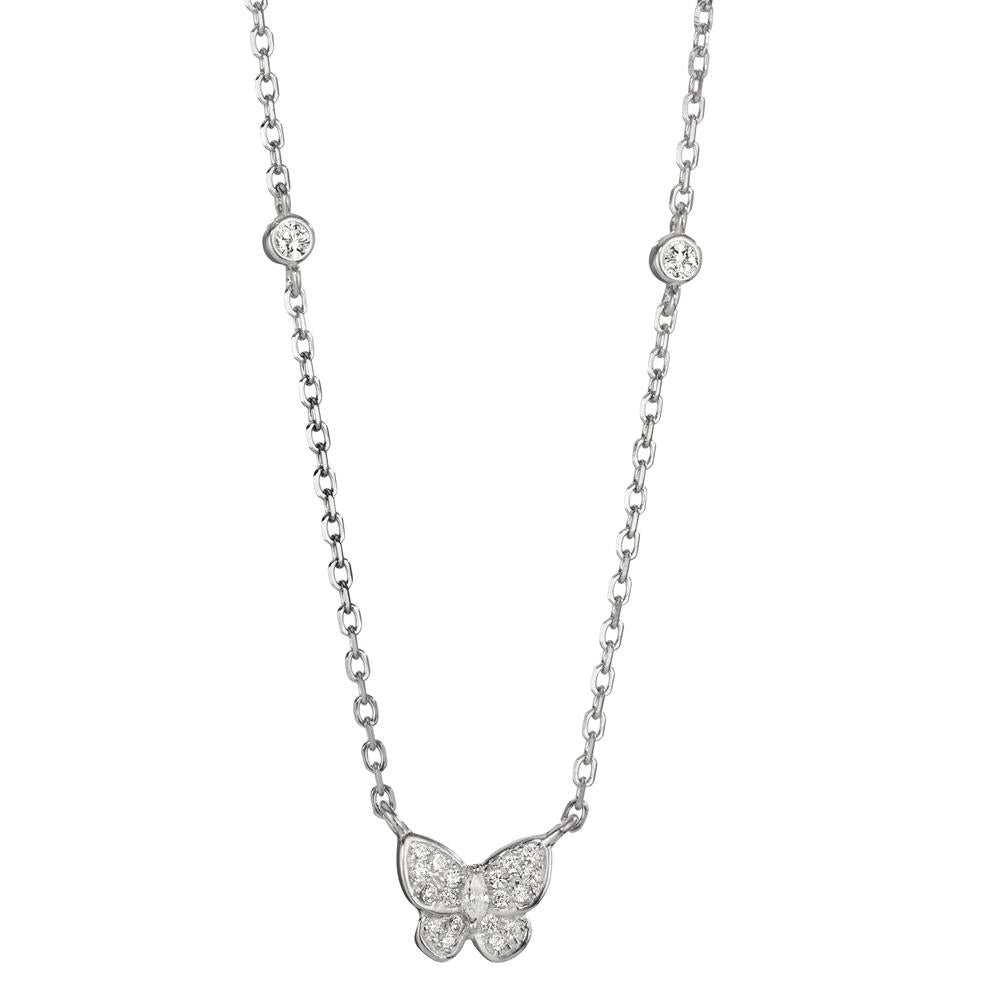 Collier Sølv Zirconia rhodineret sommerfugl 40-45 cm