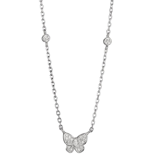 Collier Sølv Zirconia rhodineret sommerfugl 40-45 cm