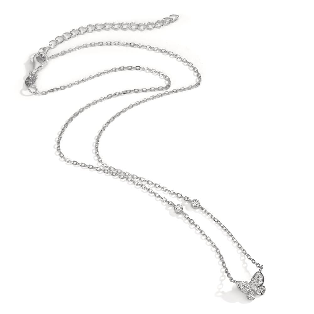 Collier Sølv Zirconia rhodineret sommerfugl 40-45 cm