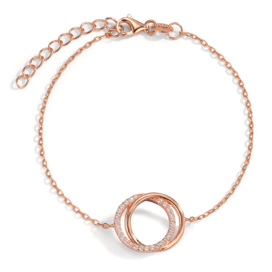 Armbånd Sølv Zirconia rose forgyldt 16-19 cm