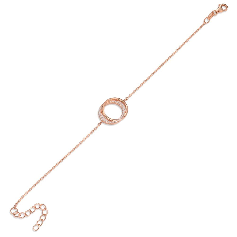 Armbånd Sølv Zirconia rose forgyldt 16-19 cm