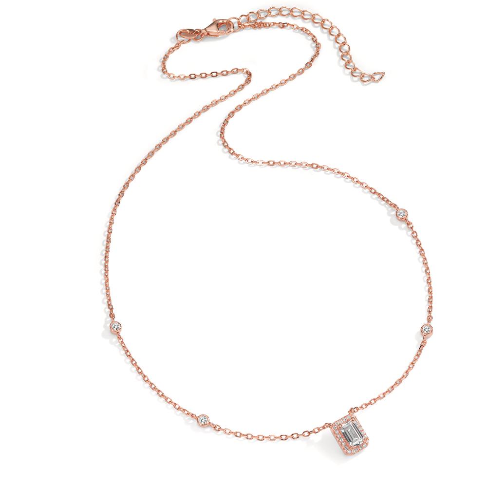 Collier Sølv Zirconia rose forgyldt 40-45 cm