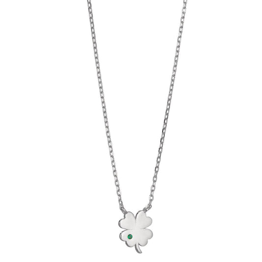 Collier Sølv Zirconia grøn rhodineret Shamrock 40-45 cm Ø8.5 mm