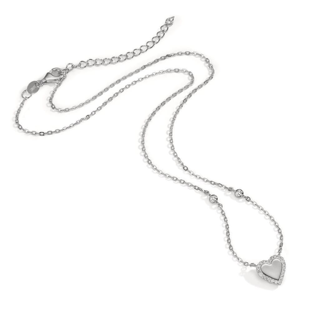 Collier Sølv Zirconia rhodineret Hjerte 40-45 cm