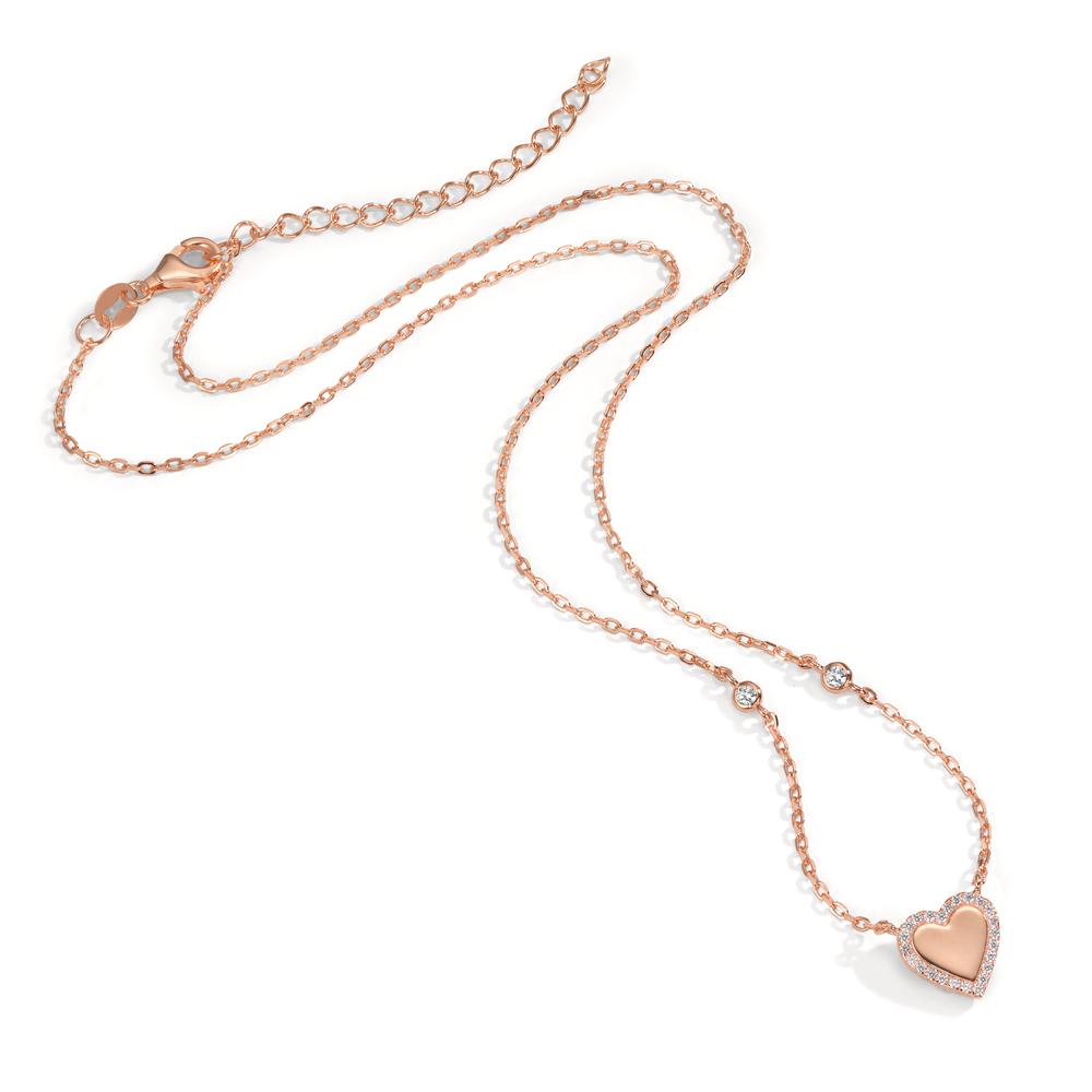 Collier Sølv Zirconia rose forgyldt Hjerte 40-45 cm