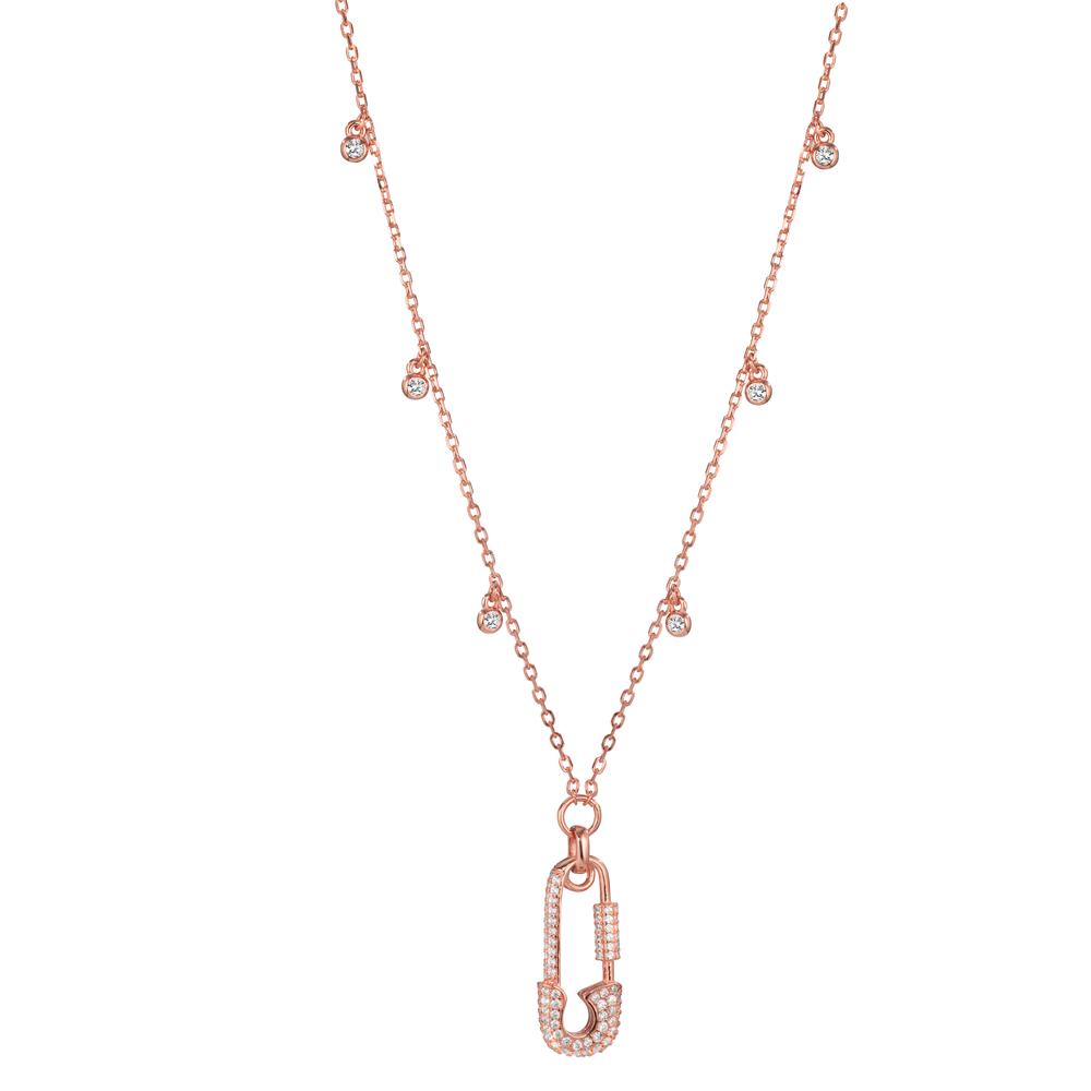 Collier Sølv Zirconia rose forgyldt Sikkerhedsnål 40-45 cm