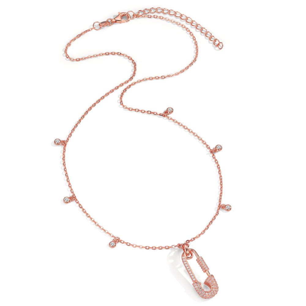 Collier Sølv Zirconia rose forgyldt Sikkerhedsnål 40-45 cm