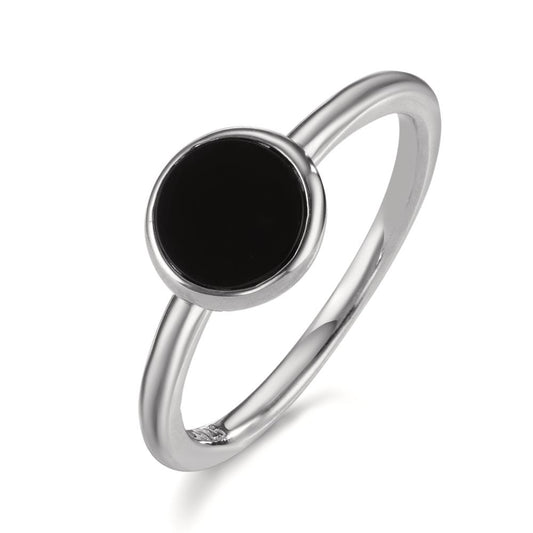 Fingerring Sølv Onyx rhodineret Ø7.5 mm