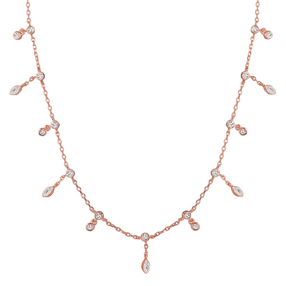 Collier Sølv Zirconia 30 Sten rose forgyldt 37-44 cm