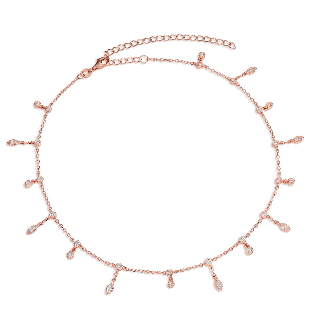 Collier Sølv Zirconia 30 Sten rose forgyldt 37-44 cm