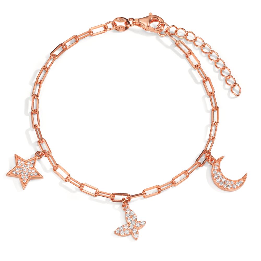 Armbånd Sølv Zirconia rose forgyldt 16-18.5 cm