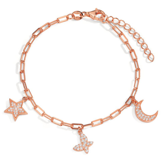 Armbånd Sølv Zirconia rose forgyldt 16-18.5 cm