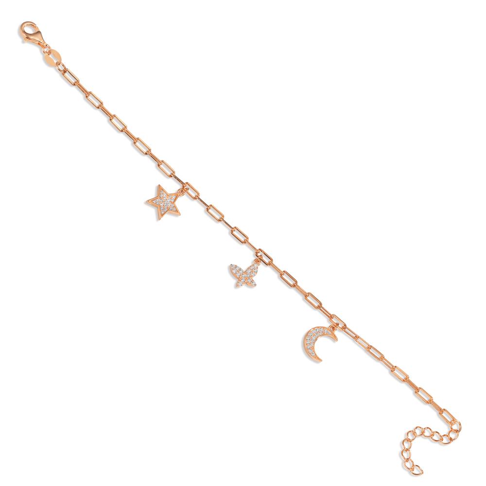 Armbånd Sølv Zirconia rose forgyldt 16-18.5 cm