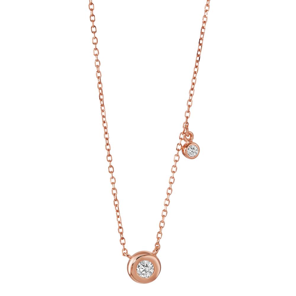 Collier Sølv Zirconia 2 Sten rose forgyldt 40-45 cm