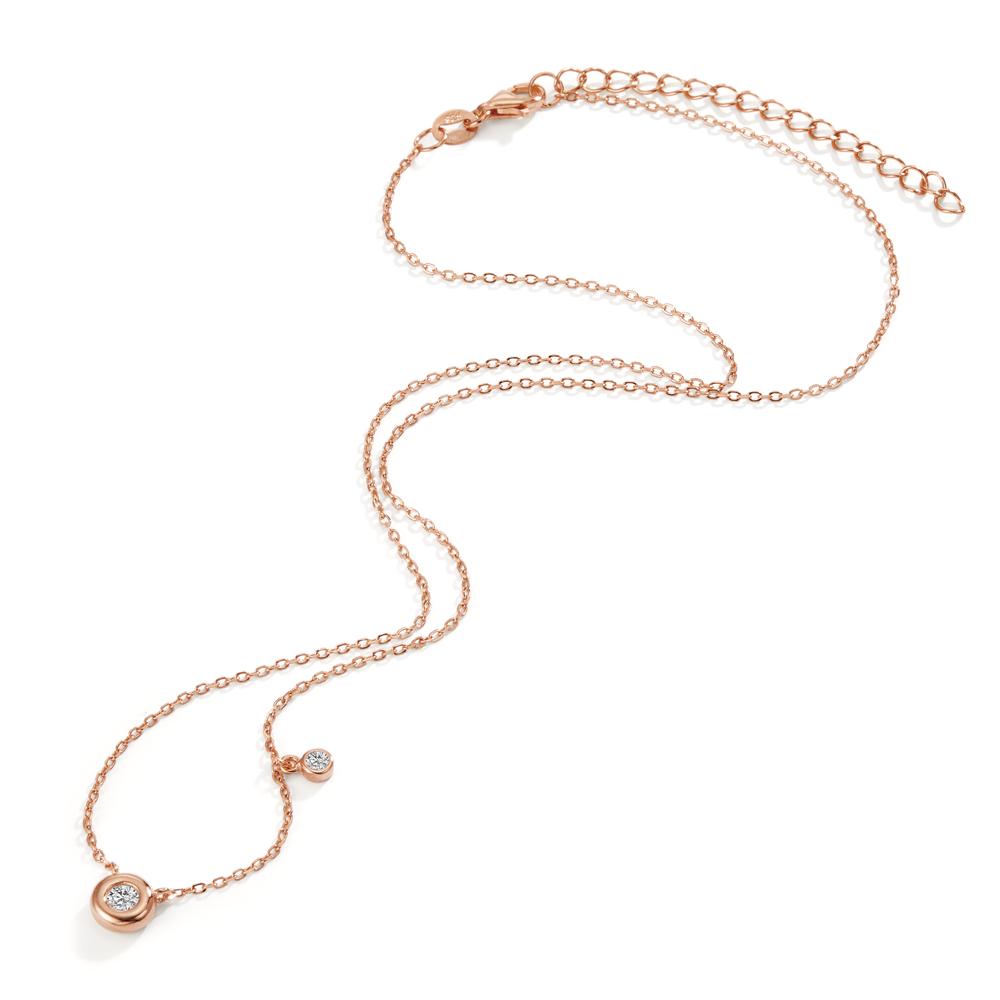 Collier Sølv Zirconia 2 Sten rose forgyldt 40-45 cm