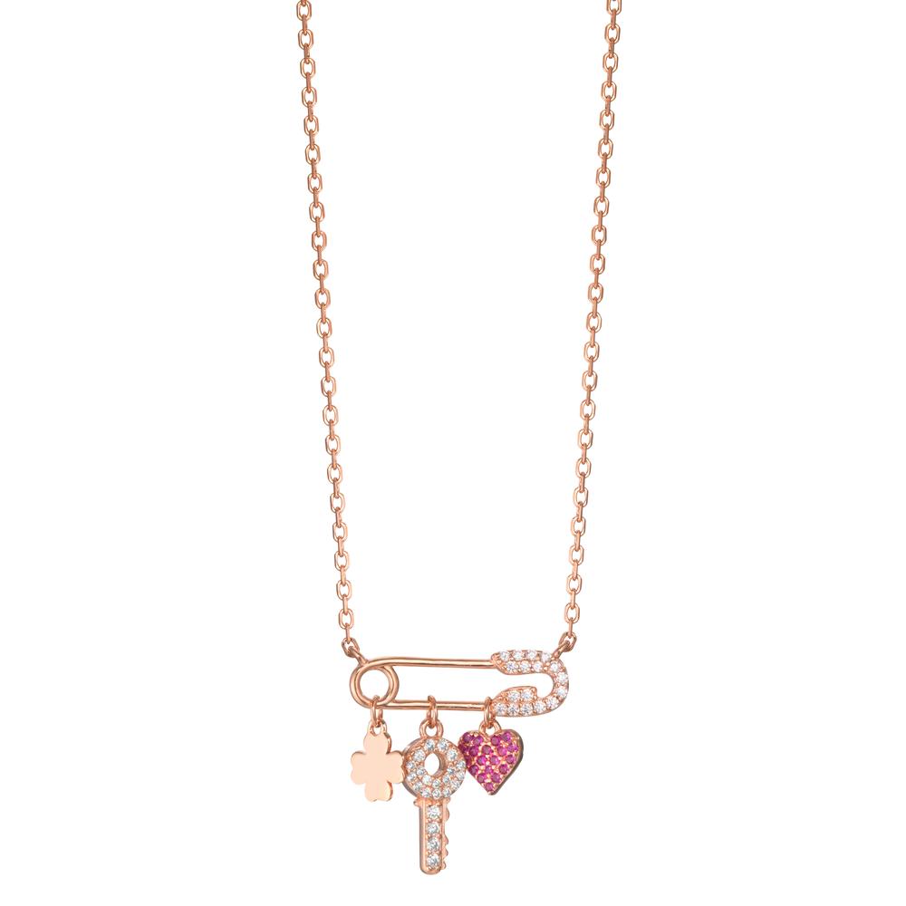 Collier Sølv Zirconia rose forgyldt 40-45 cm