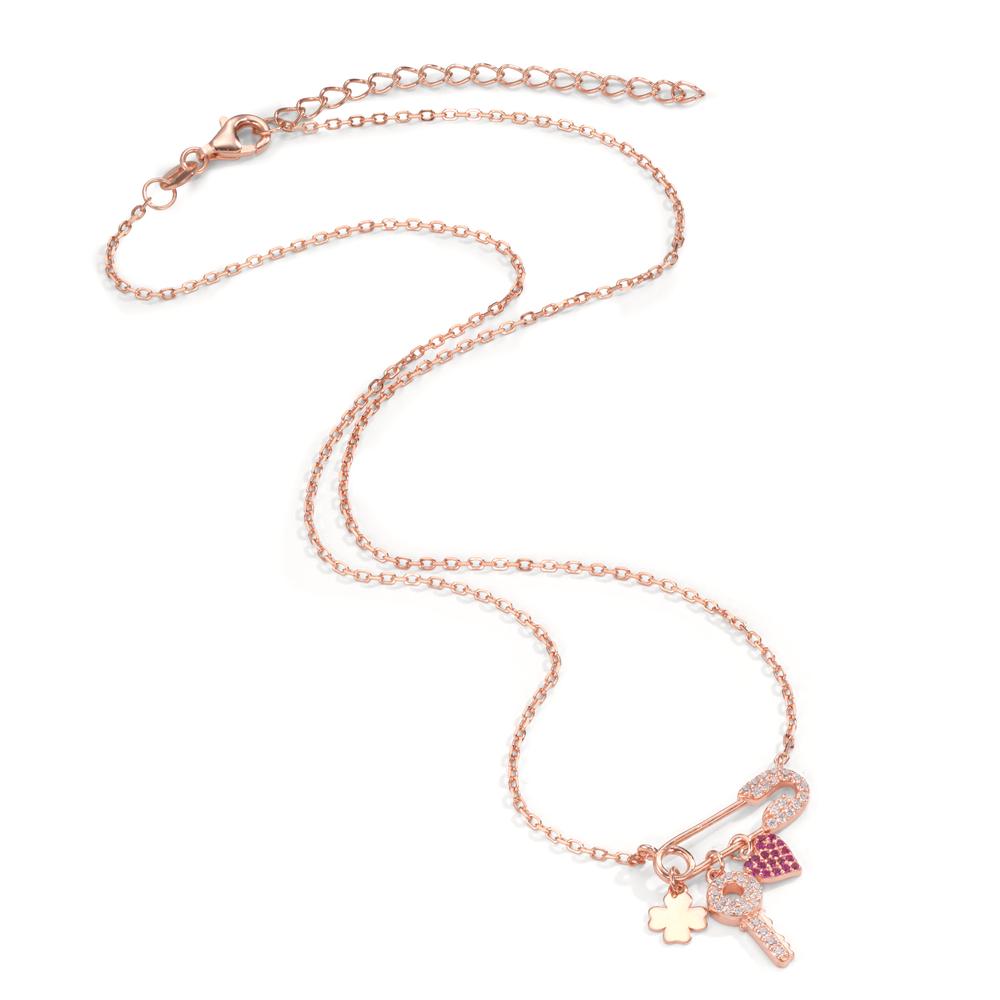 Collier Sølv Zirconia rose forgyldt 40-45 cm