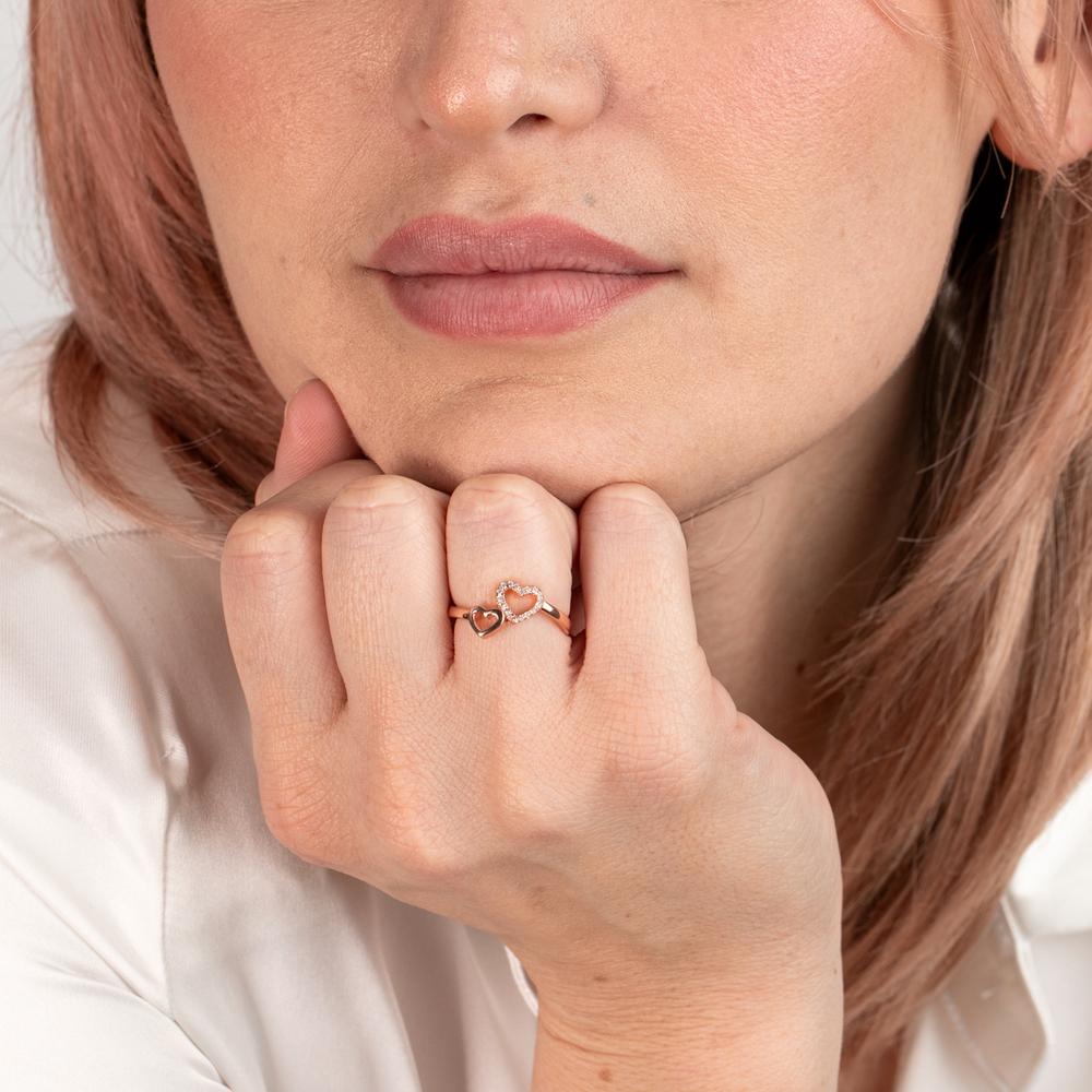 Ringe Sølv Zirconia rose forgyldt Hjerte