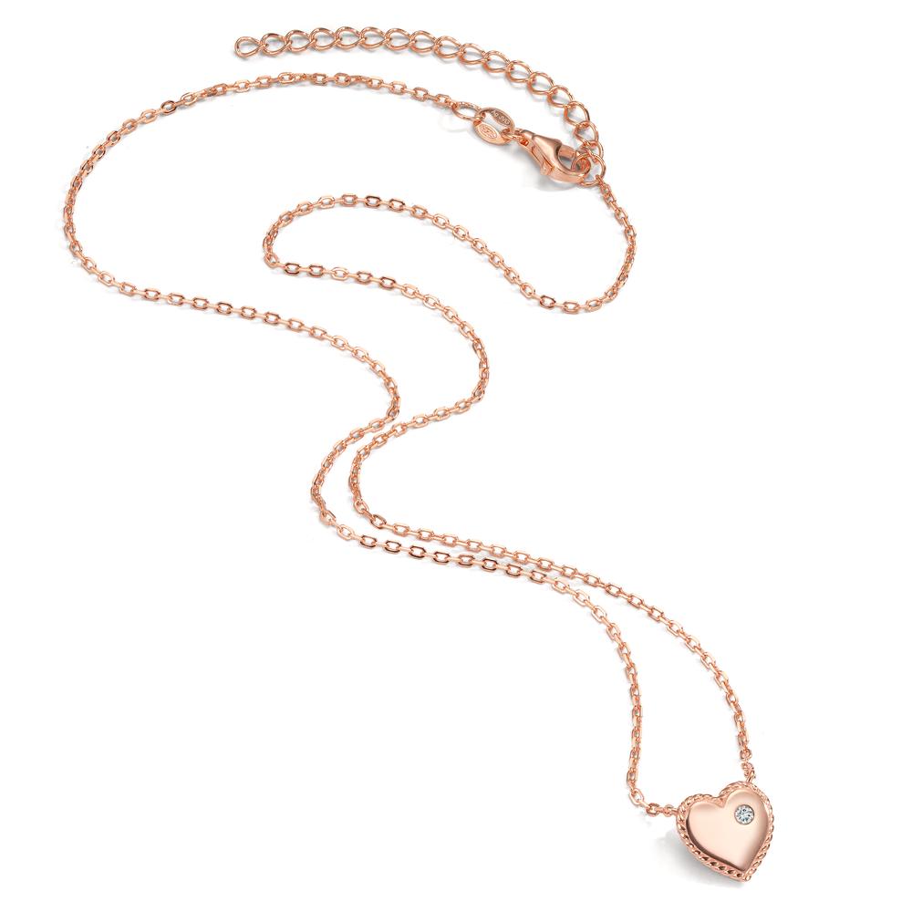 Collier Sølv Zirconia rose forgyldt Hjerte 40-45 cm