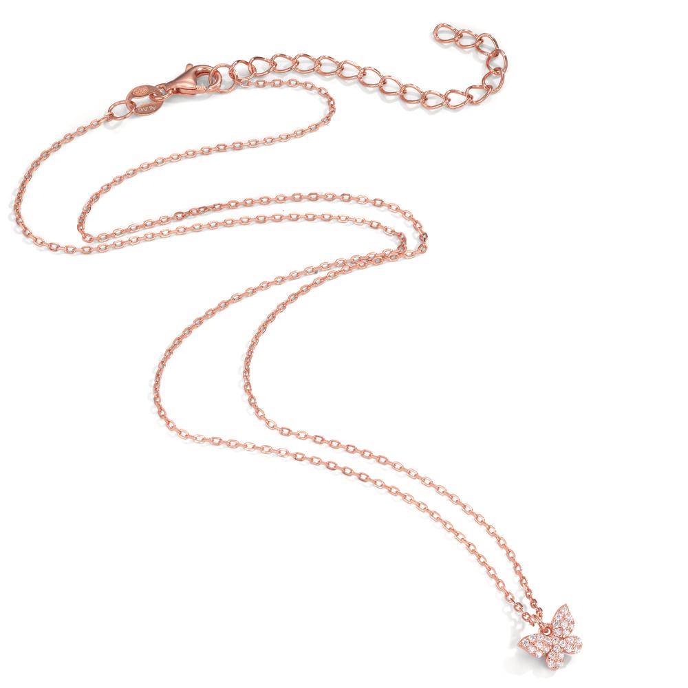 Collier Sølv Zirconia rose forgyldt sommerfugl 40-45 cm Ø7.5 mm