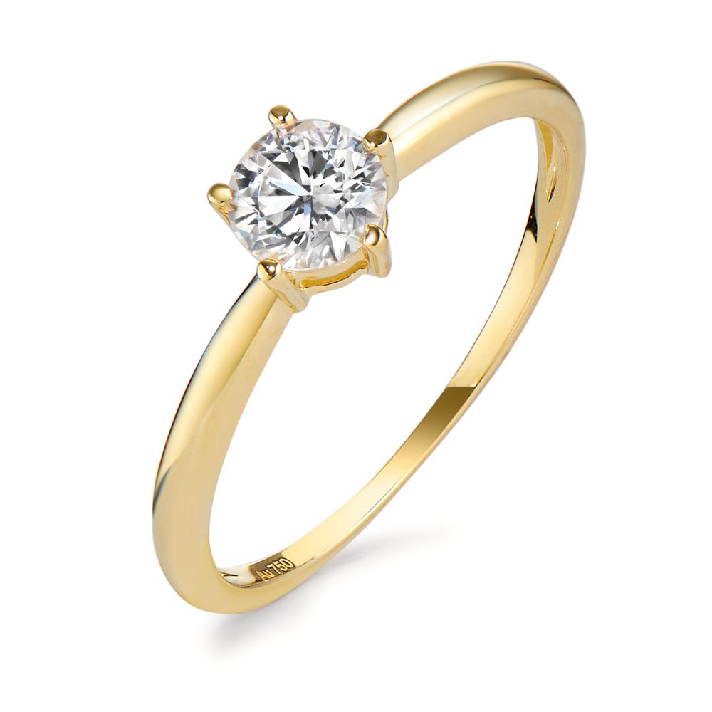 Solitaire ring 750/18K guld Zirconia Ø5.5 mm