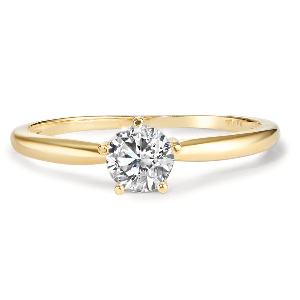 Solitaire ring 750/18K guld Zirconia Ø5.5 mm