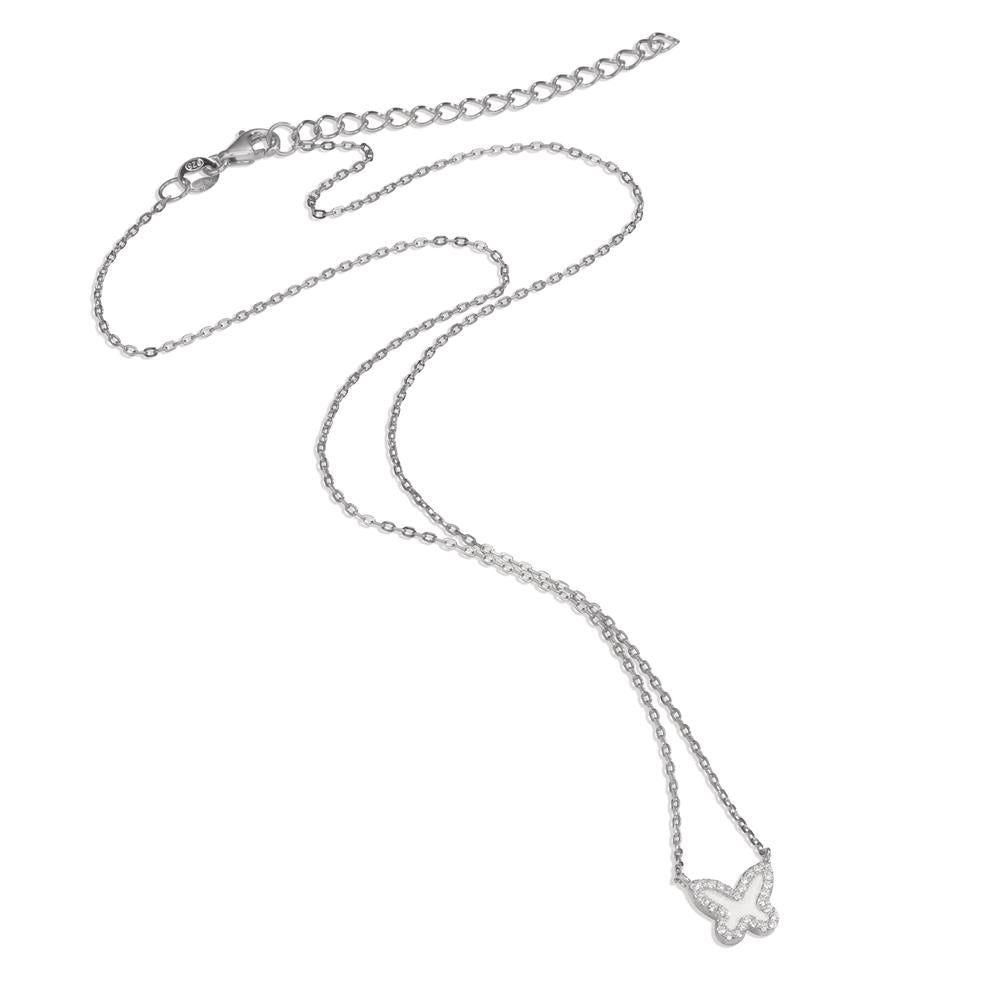 Collier Sølv Zirconia rhodineret sommerfugl 40-45 cm Ø9 mm