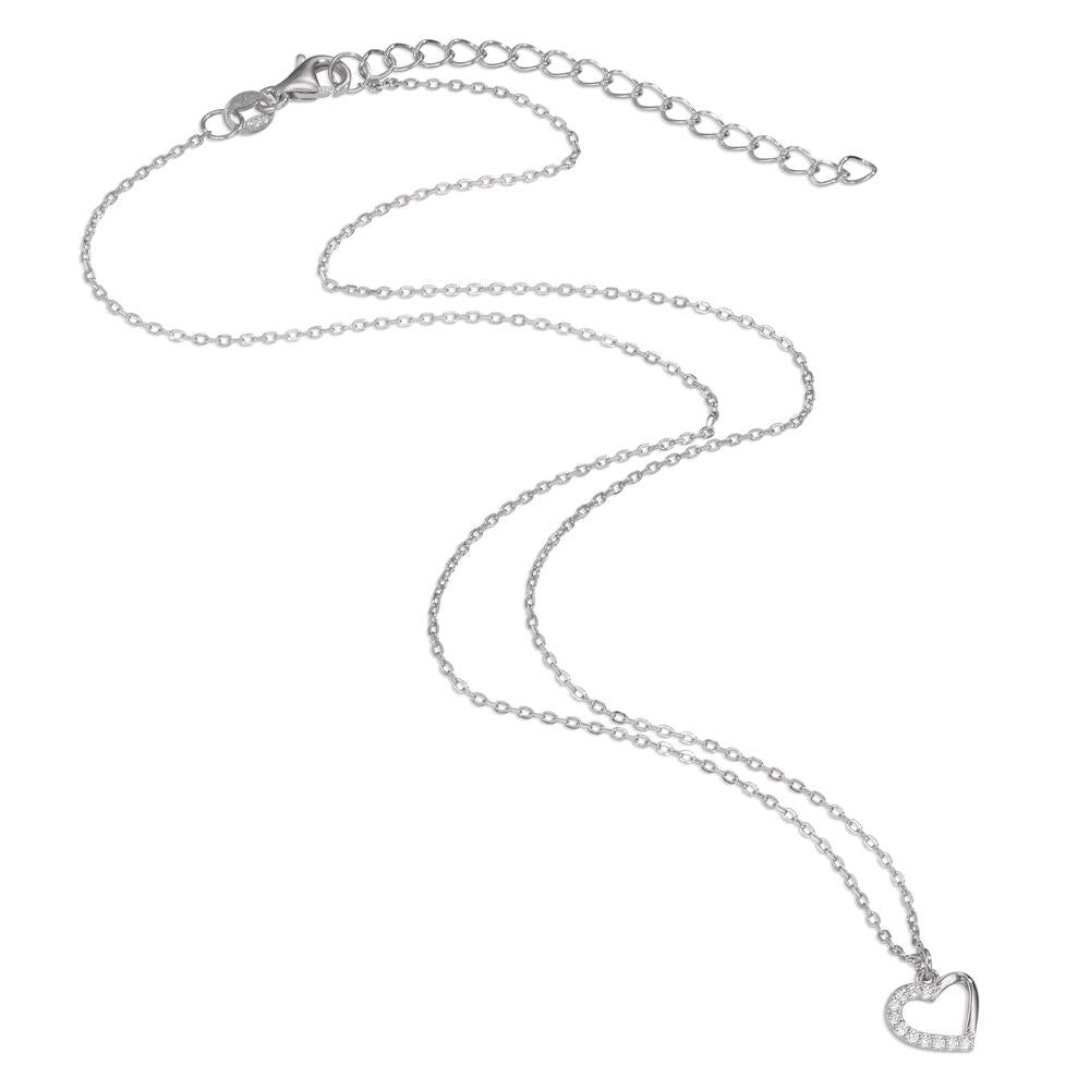 Collier Sølv Zirconia 11 Sten rhodineret Hjerte 40-45 cm Ø8.5 mm