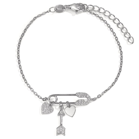 Armbånd Sølv Zirconia rhodineret 16-19 cm