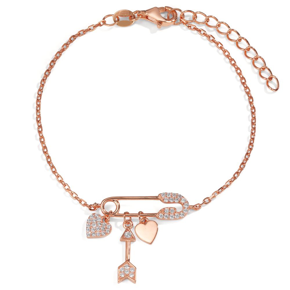 Armbånd Sølv Zirconia rose forgyldt 16-19 cm